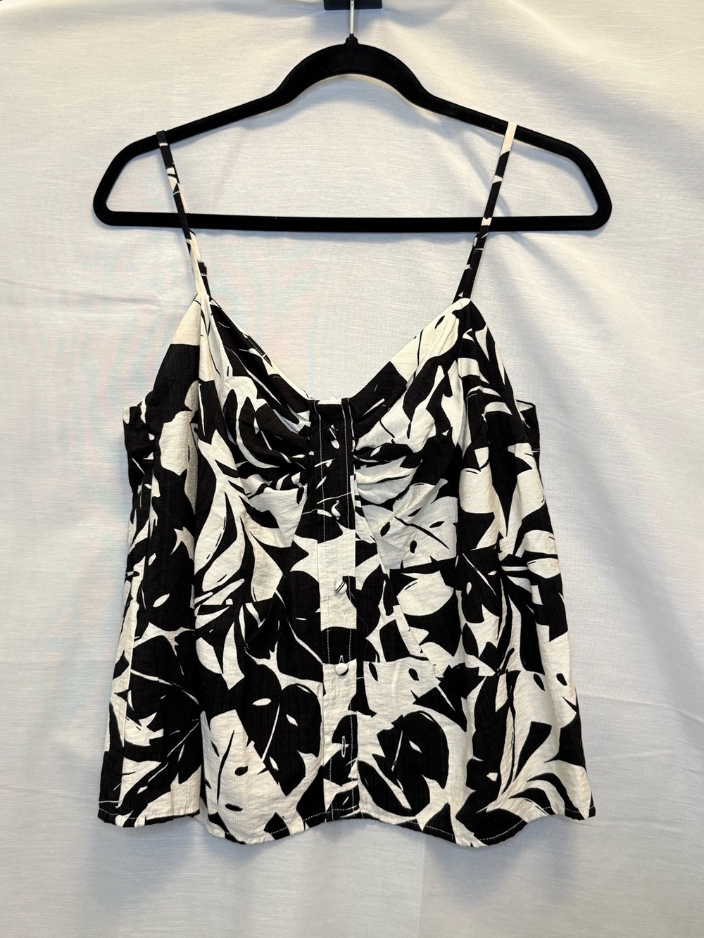 Cotton Black & White Floral Spaghetti Strap Tank